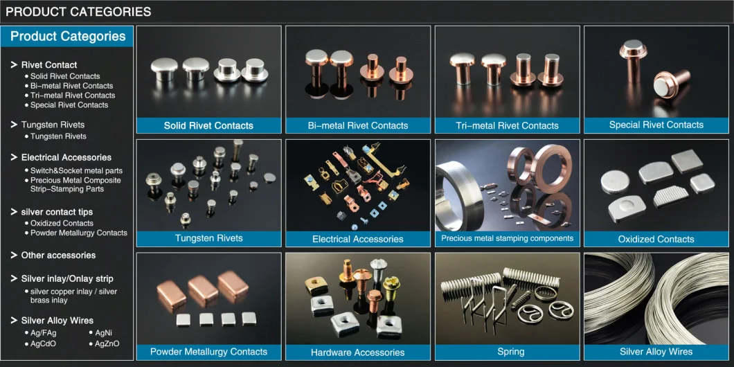 Shed Shape Solid Contact Rivet for Relays Electrical Contact Rivets for Switches Special Rivet Contacts for Timers